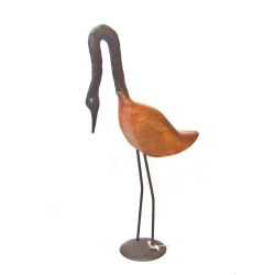 Dekoracja Ptak z drewna i metalu Vintage 44cm